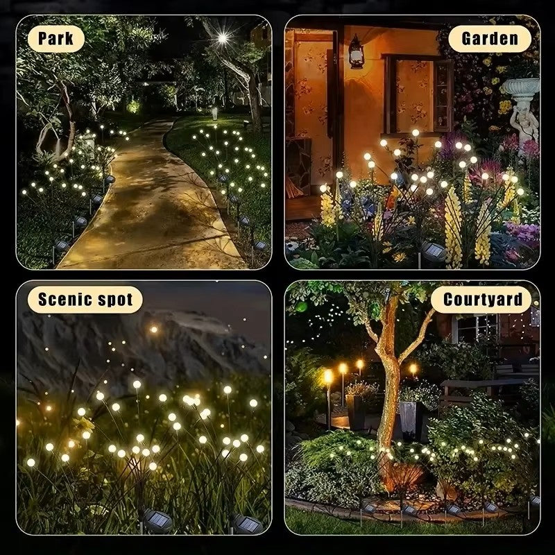Solar Firefly Garden Lights 8 LED Heads, Waterproof Outdoor Decorative Light