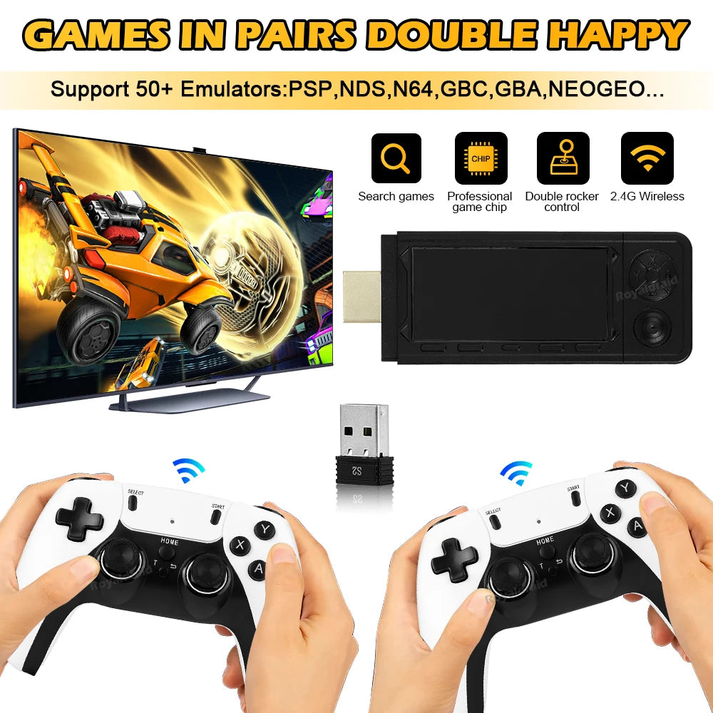 NEW 128G X9 PRO TV Video Game Console Retro Game Stick 45+ Emulator For PS1/PSP/NDS/N64 40000+ Family Games w 2.4G Dual Controll - Univercell