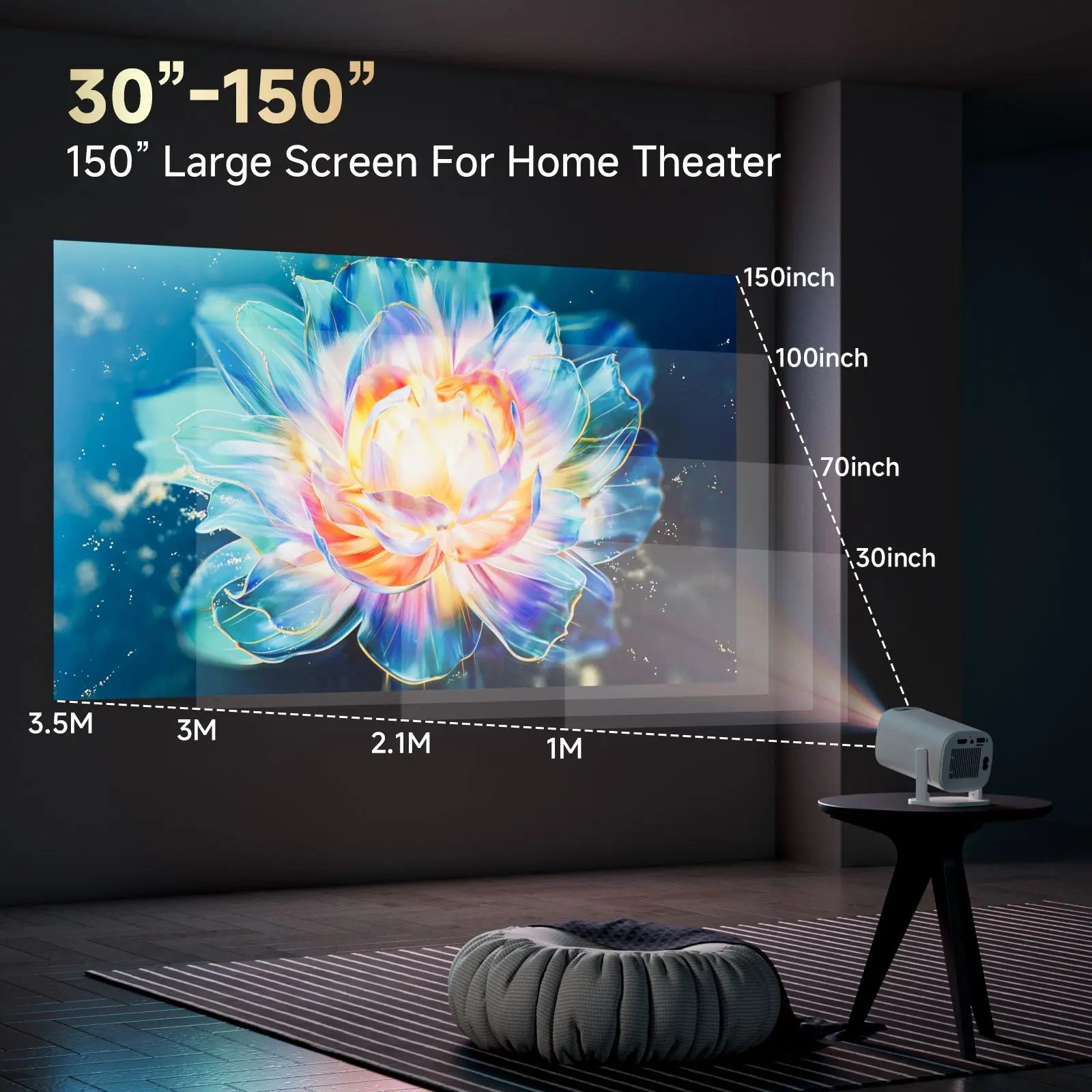 P30PRO Smart Mini Projector Android 14 WiFi6 BT 5.0 Support 4K 1280*720P Smart Home Cinema Outdoor Portable Projector - Univercell