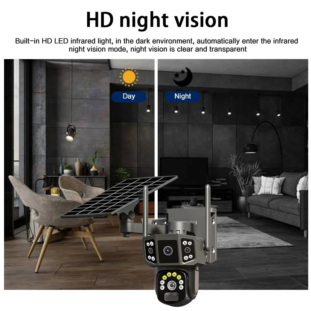 12MP Solar WiFi PTZ Security Camera 360° V380 Pro, Night Vision & Two-Way Audio