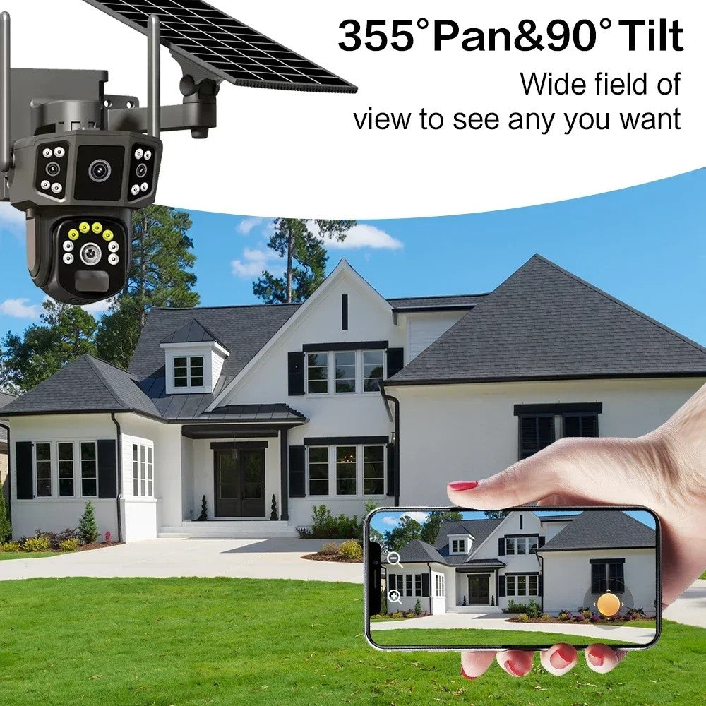 12MP Solar WiFi PTZ Security Camera 360° V380 Pro, Night Vision & Two-Way Audio