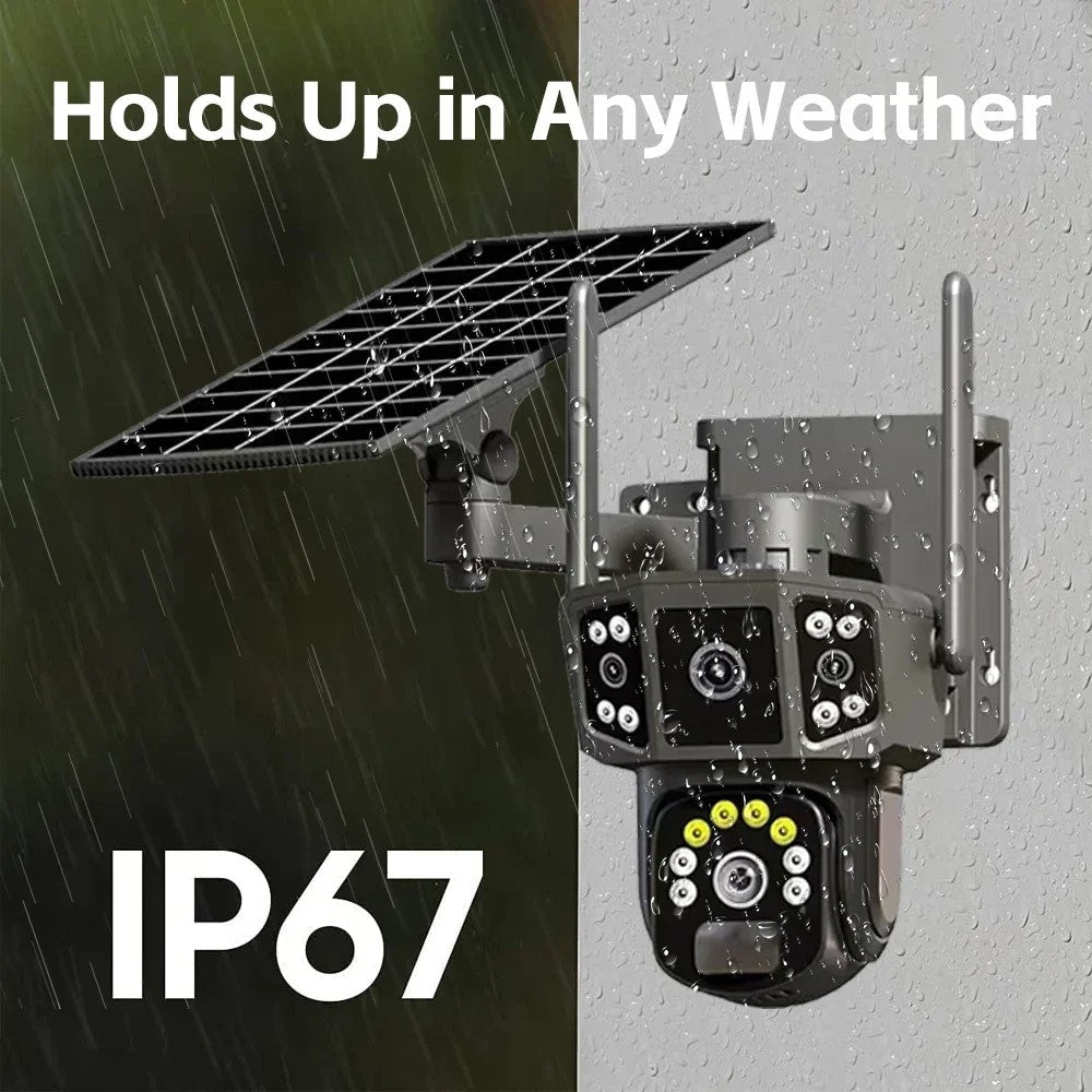 12MP Solar WiFi PTZ Security Camera 360° V380 Pro, Night Vision & Two-Way Audio