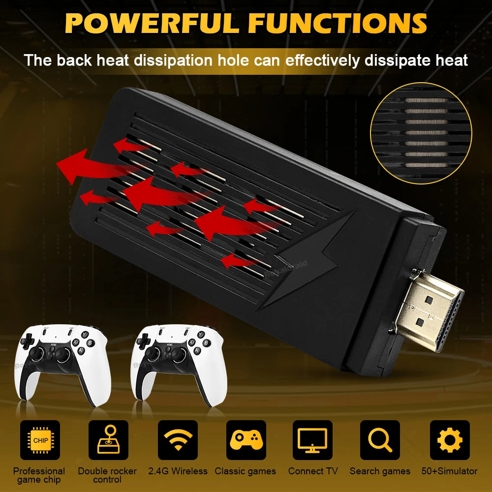 NEW 128G X9 PRO TV Video Game Console Retro Game Stick 45+ Emulator For PS1/PSP/NDS/N64 40000+ Family Games w 2.4G Dual Controll - Univercell