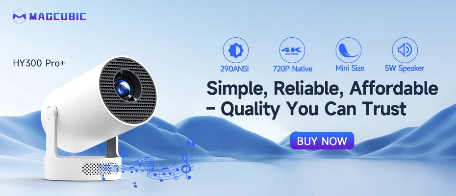 MAGCUBIC Projector HY300 PRO 4K Android 11 Dual Wifi6 290ANSI Allwinner H713 BT5.0 1080P 1280*720P Home Cinema Outdoor Projetor - Univercell