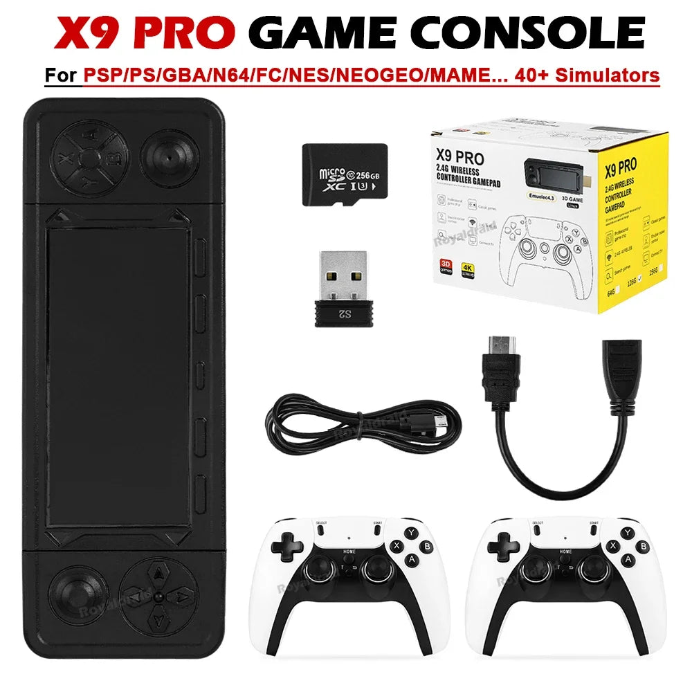 NEW 128G X9 PRO TV Video Game Console Retro Game Stick 45+ Emulator For PS1/PSP/NDS/N64 40000+ Family Games w 2.4G Dual Controll - Univercell