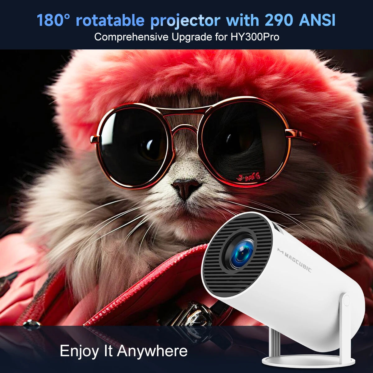 MAGCUBIC Projector HY300 PRO 4K Android 11 Dual Wifi6 290ANSI Allwinner H713 BT5.0 1080P 1280*720P Home Cinema Outdoor Projetor - Univercell