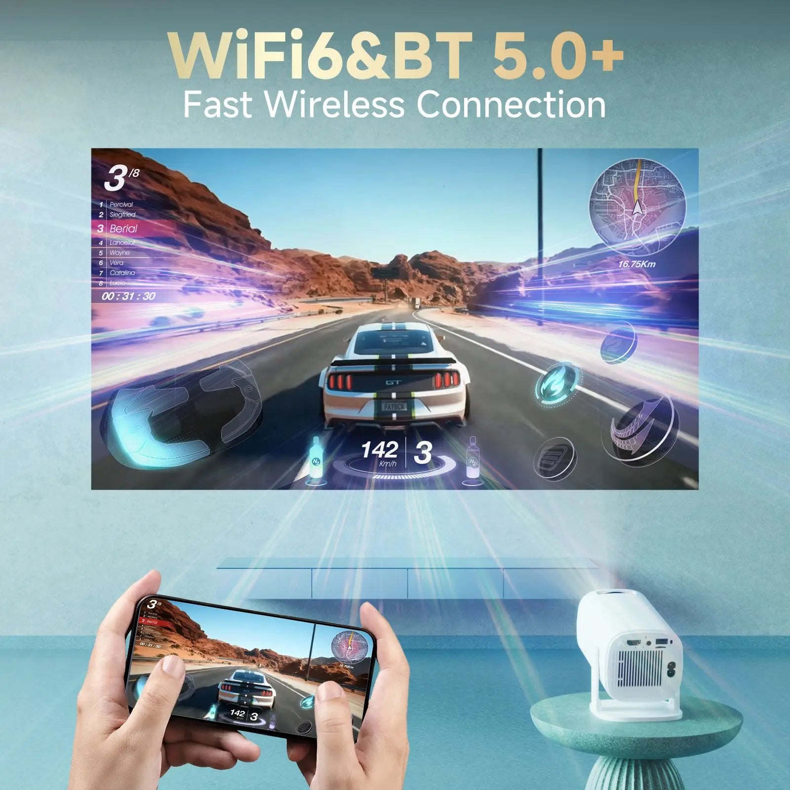 P30PRO Smart Mini Projector Android 14 WiFi6 BT 5.0 Support 4K 1280*720P Smart Home Cinema Outdoor Portable Projector - Univercell