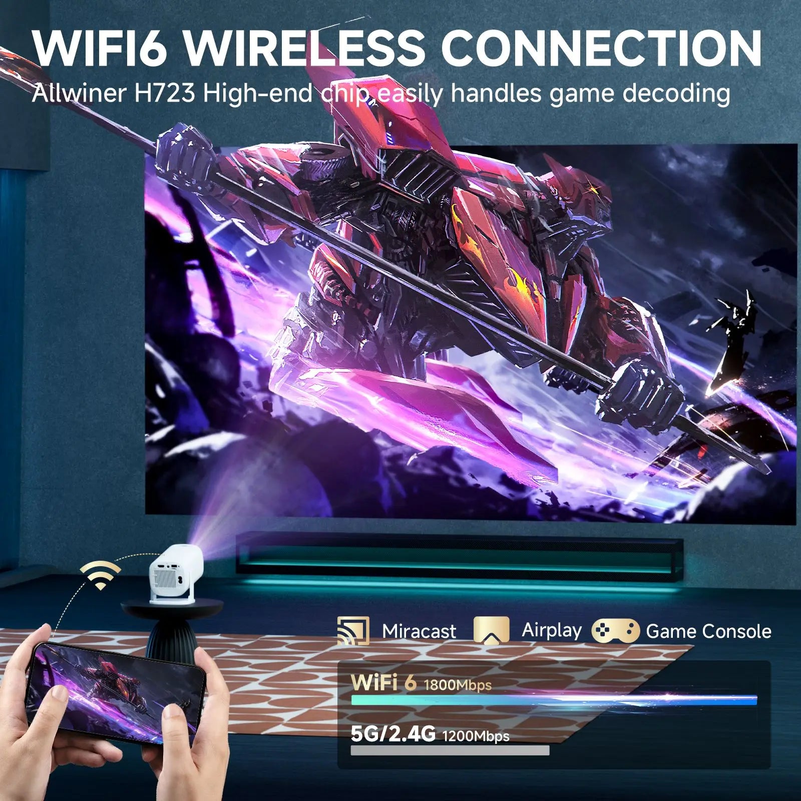 P30PRO Smart Mini Projector Android 14 WiFi6 BT 5.0 Support 4K 1280*720P Smart Home Cinema Outdoor Portable Projector - Univercell