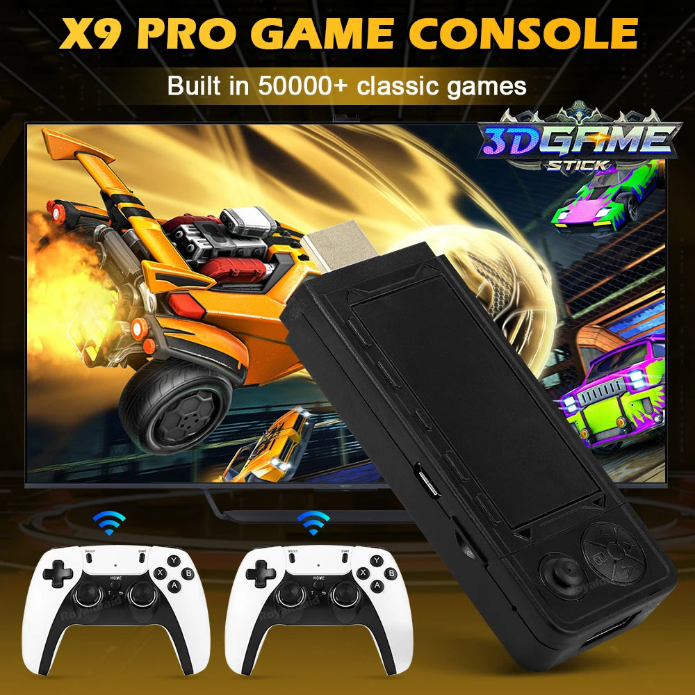 NEW 128G X9 PRO TV Video Game Console Retro Game Stick 45+ Emulator For PS1/PSP/NDS/N64 40000+ Family Games w 2.4G Dual Controll - Univercell