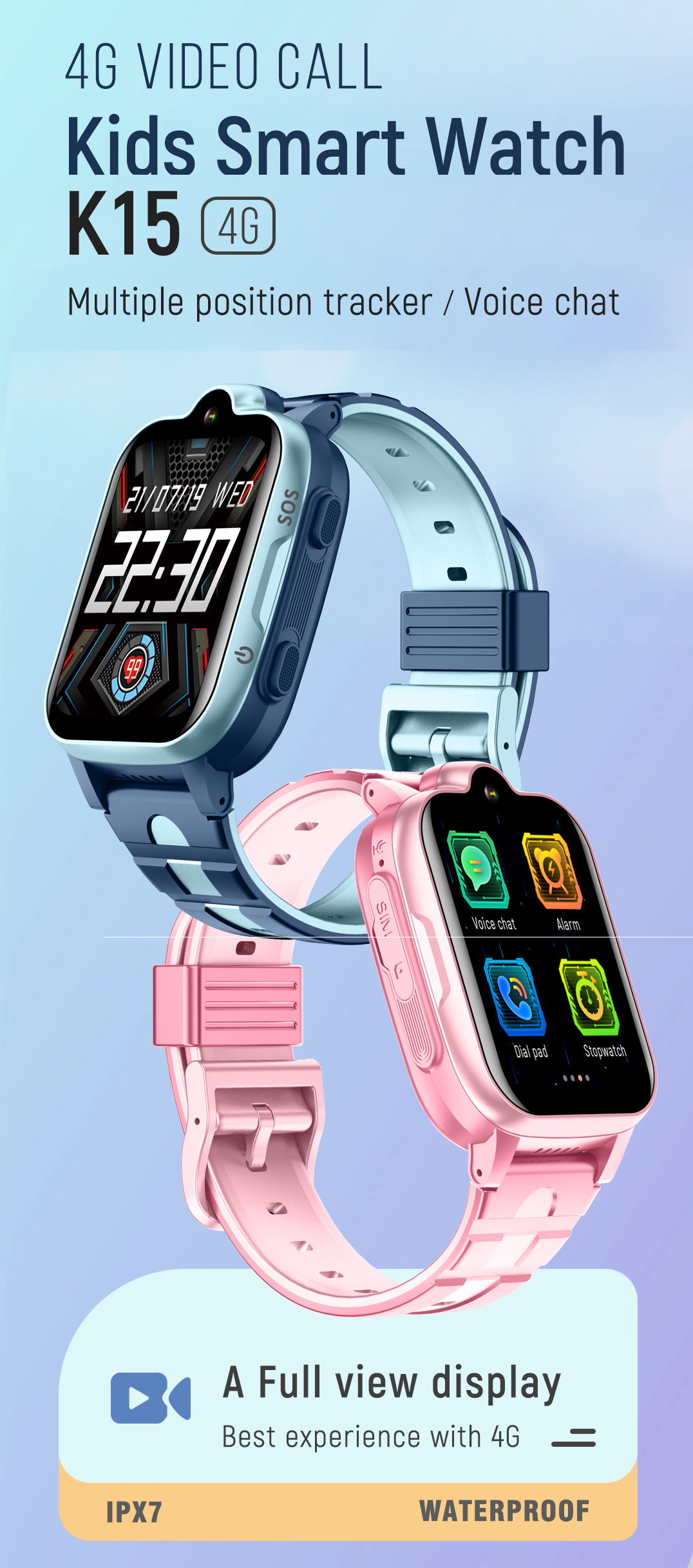 K15 Kids 4G Smartwatch Phone with GPS, Video Call & SOS – Waterproof Touchscreen Tracker - Univercell