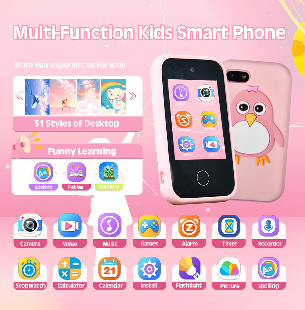 Kids Educational Toy Phone with Touchscreen, Games, Music & Parental Control - Univercell