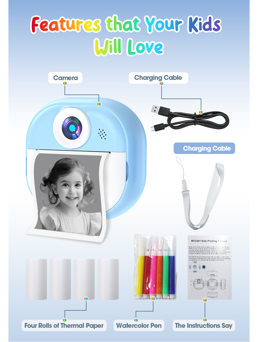 Kid's Mini Thermal Camera Digital Instant Print