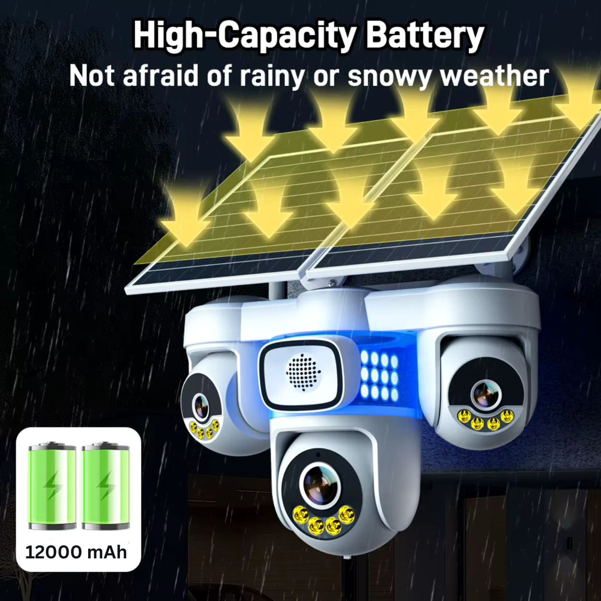 15MP Triple-Lens 4G Solar PTZ Security Camera 12000mAh AOV, Human Detection, Waterproof