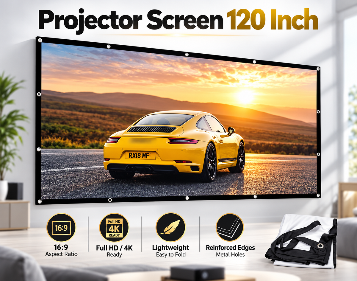 120 Inch16:9 Foldable Projector Screen 4K HD Portable Indoor Outdoor Home Cinema