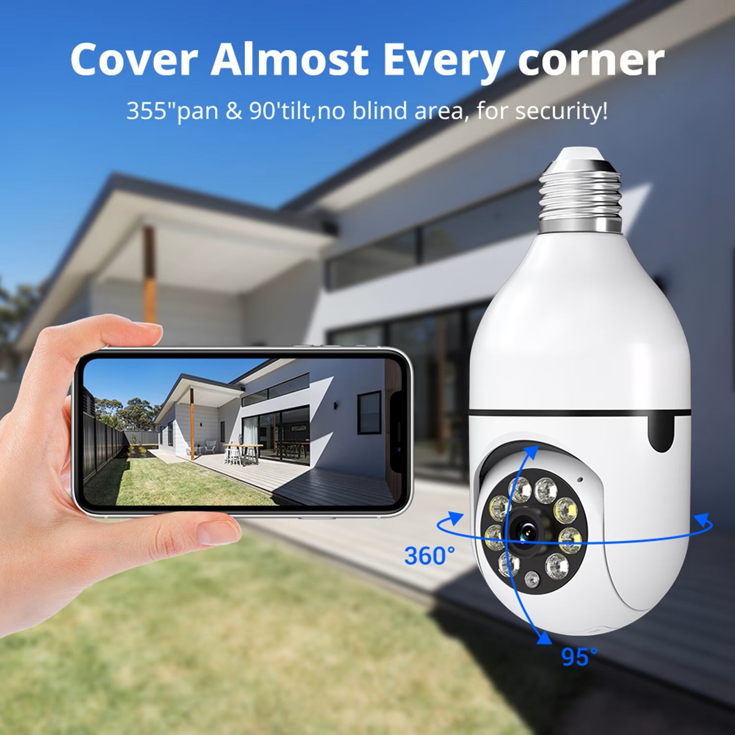 E27 WiFi Light Bulb Camera 360°1080P Security Motion Alert 2-Way Audio - Univercell