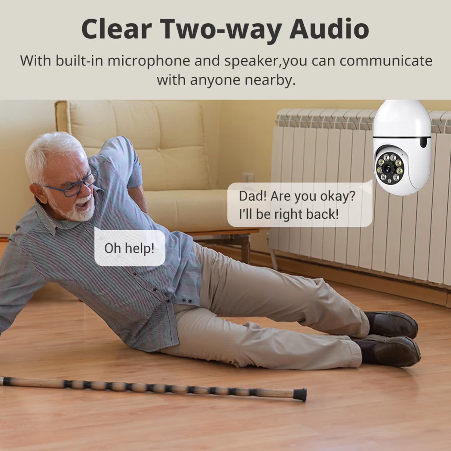 E27 WiFi Light Bulb Camera 360°1080P Security Motion Alert 2-Way Audio - Univercell