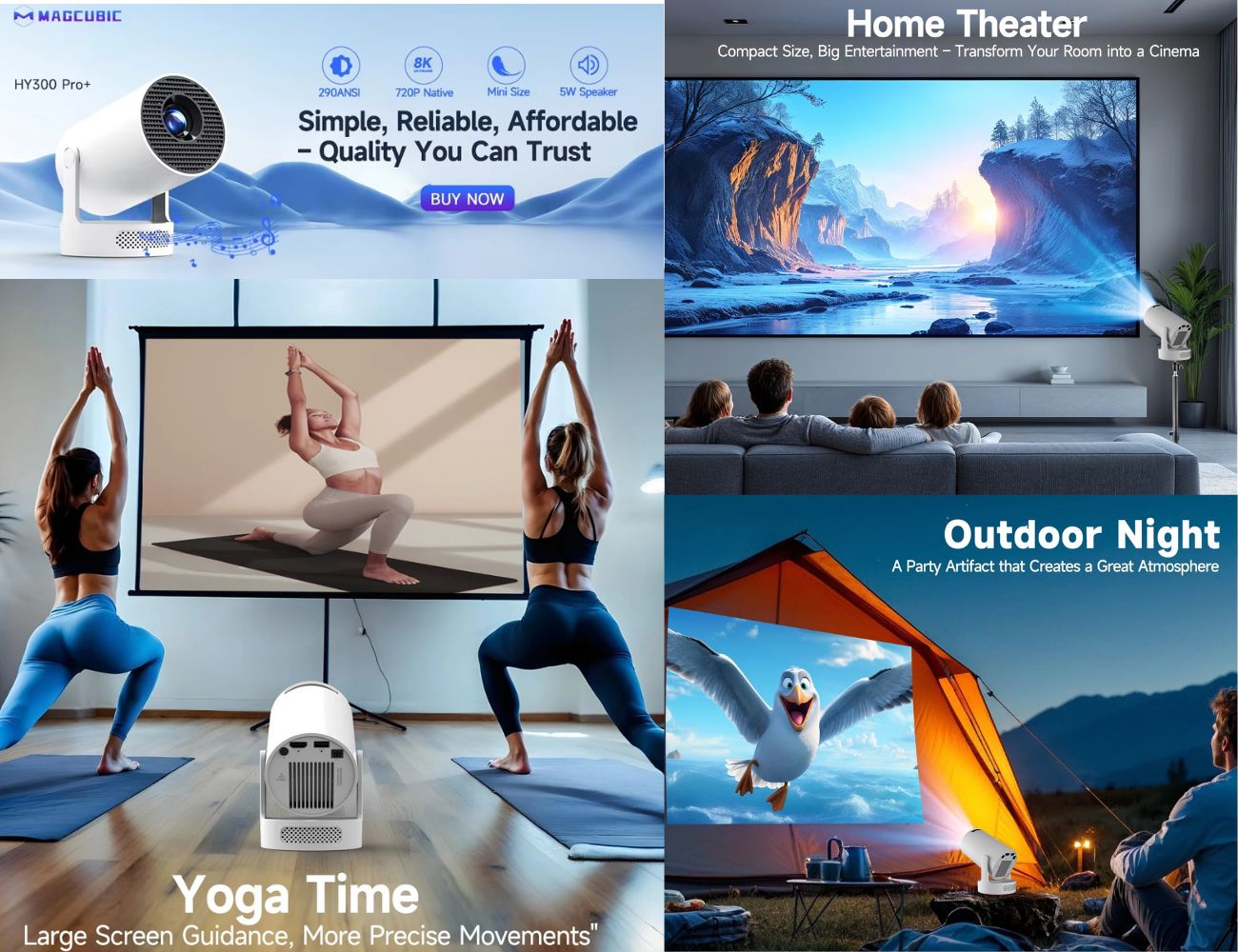 New 2026 Upgraded Magcubic  8K HY300 Pro+, Projector 290 ANSI Android 14, 40% Higher Brightness